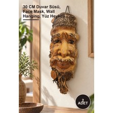 Yenilig 2 Adet Ahşap Duvara Asmalı Yüz Figürü – 30 cm Duvar Süsü, Face Mask, Wall Hanging, Yüz Heykeli