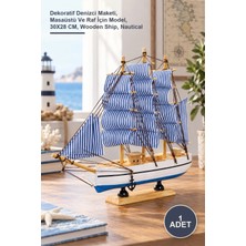 Yenilig 1 Adet Ahşap Gemi – Dekoratif Denizci Maketi, Masaüstü ve Raf Için Model, 30X28 Cm, Wooden Ship, Nautical