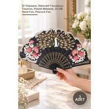 Yenilig 3 Adet Plastik Tavuskuşu Yelpaze – El Yelpazesi, Dekoratif Tavuskuşu Tasarımı, Plastik Malzeme, 23 Cm, Hand Fan, Peacock Fan