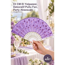 Yenilig 4 Adet Plastik Pullu Yelpaze – 23 cm El Yelpazesi, Dekoratif Pullu Fan, Party Aksesuarı
