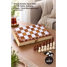Yenilig 1 Adet Ahşap Kutulu Satranç ve Tavla Seti – Ahşap Kutulu Oyun Seti, 28 cm Tahta, Satranç Chess, Tavla Backgammon