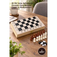Yenilig 3 Adet Ahşap Kutulu Satranç ve Tavla Seti – 28 cm Tahta, Katlanabilir Olmayan Oyun Kutusu, Chess ve Backgammon