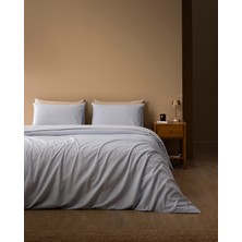 Madame Coco Tek Kişilik Mavi Pamuklu Baskılı Düz Nevresim Takımı 160 x 220 cm