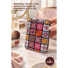 Yenilig 3 Adet Taşlı El Aynası – Dikdörtgen Tasarım, Kalın Gövde, Cep Aynası ve Hand Mirror 8,5 x 6 cm