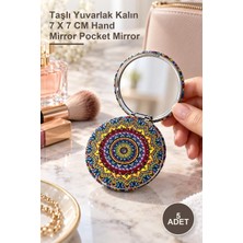 Yenilig 5 Adet El Aynası – Taşlı Yuvarlak Kalın 7 x 7 cm Hand Mirror Pocket Mirror