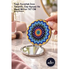 Yenilig 4 Adet El Aynası – Taşlı Yuvarlak Ince Tasarım, Cep Aynası ve Hand Mirror 7x7 cm