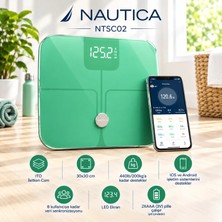 Nautica NTSC02 Akıllı Dijital Vücut Analiz Baskülü 200 kg Bluetooth ITO Cam LED Ekran Yeşil