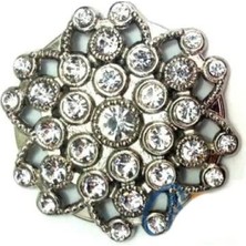 Pileli Store Taşlı Yuvarlak Broş, Sandık Süsü 4,5 cm - Nikel, 10 Adet