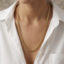 Mith Sb Takı Kalın Gurmet Zincir Kolye | 14K Altın Kaplama 60 cm