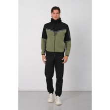 Dechers Erkek Siyah Tech Fleece Double Face Kapüşonlu Fermuarlı Eşofman Takımı - E228
