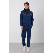 Dechers Erkek Siyah Tech Fleece Double Face Kapüşonlu Fermuarlı Eşofman Takımı - E228