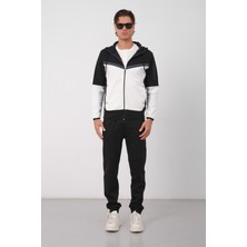 Dechers Erkek Siyah Tech Fleece Double Face Kapüşonlu Fermuarlı Eşofman Takımı - E228