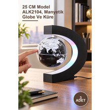Yenilig 3 Adet Mıknatıslı Ortada Dönen Dünya Küre – 25 cm Model ALK2104, Manyetik Globe ve Küre