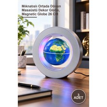 Yenilig 3 Adet Dünya Küresi – Mıknatıslı Ortada Dönen Masaüstü Dekor Globe, Magnetic Globe 26 cm