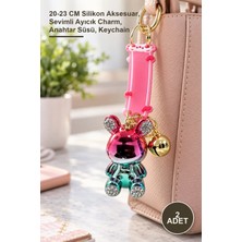 Yenilig 2 Adet Taşlı Ayıcık Silikon Anahtarlık – 20-23 cm Silikon Aksesuar, Sevimli Ayıcık Charm, Anahtar Süsü, Keychain
