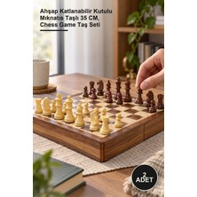 Yenilig 2 Adet Satranç Oyunu – Ahşap Katlanabilir Kutulu Mıknatıs Taşlı 35 Cm, Chess Game Taş Seti