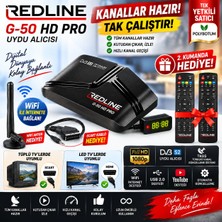 Redline G-50 Hd Pro Full Hd Uydu Alıcısı (2 Adet Kumanda) Tkgs Wifi Youtube 5000 Kanal Tak Çalıştır Tüplü ve LED Tv Uyumlu