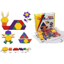 Bak Gel Al Ahşap 125 Parça Renkli Blok Tangram Puzzle Seti - Eğitici Ve Eğlenceli Oyun