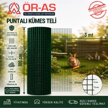 Ör-As Tel Örgü Pvc Kaplı Puntalı Yeşil Tel 12 x 12 Gözaralıklı 1 mm KalınlıkKafes Teli Kümes Teli 1 x 3 Metre