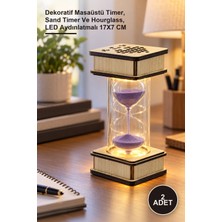 Yenilig 2 Adet Ahşap Ledli Kum Saati – Dekoratif Masaüstü Timer, Sand Timer ve Hourglass, LED Aydınlatmalı 17X7 cm