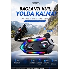 Neffo v20 Motosiklet Kask Kulaklık Intercom Işıklı Motorsiklet Interkom