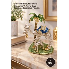 Yenilig 3 Adet Taşlı Yavrulu Deve Figürü – Dekoratif Biblo, Masa Üstü Süs, Anne ve Yavru Deve Tasarımı, Decorative Figurine