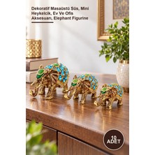 Yenilig 10 Adet Taşlı 3'lü Fil Figürü – Dekoratif Masaüstü Süs, Mini Heykelcik, Ev ve Ofis Aksesuarı, Elephant Figurine