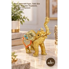 Yenilig 5 Adet Fil Figürü – Taşlı Dekoratif Figür, Tekli Süs Eşyası, Minyatür Heykelcik, Elephant Ornament
