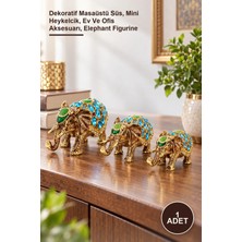 Yenilig 1 Adet Taşlı 3'lü Fil Figürü – Dekoratif Masaüstü Süs, Mini Heykelcik, Ev ve Ofis Aksesuarı, Elephant Figurine