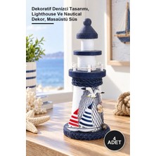 Yenilig 4 Adet Ahşap Marin Deniz Feneri – Dekoratif Denizci Tasarımı, Lighthouse ve Nautical Dekor, Masaüstü Süs