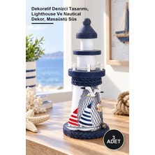 Yenilig 3 Adet Ahşap Marin Deniz Feneri – Dekoratif Denizci Tasarımı, Lighthouse ve Nautical Dekor, Masaüstü Süs