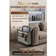 MYS Flex Gri Kumandalık Koltuk Kenarı Organizer Yan Sehpa Koltuk Kenarı Keçe Düzenleyici Tablet Telefon Kitap Dergi Düzenleyici Kanepe Yanı Organizer