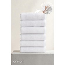 Anılsan 6'lı Düz Beyaz El Havlusu - 50x90 Cm, 225 Gr, %100 Pamuk, Spa Ve Otel Havlusu