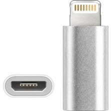 Micro USB Dişi - Lightning Erkek iPhone Şarj Dönüştürücü ve Çevirici Adaptör