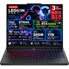 Lenovo Legion Pro 7 Intel Core Ultra 9 275HX 32GB 1TB SSD RTX5080 Freedos 16" WQXGA Taşınabilir Bilgisayar 83F5004STR
