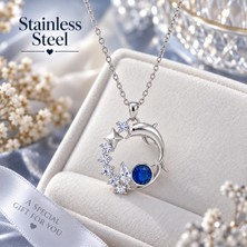 Stainless Steel Gümüş Renk Yunus Yıldızlı Gökyüzü Tasarm Çelik Kolye