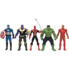 Hepsilazım Avengers Yenilmezler 5'li Hulk - Spiderman - Captain Amerika - Iron Man - Thanos Figürlü 15 cm Işıklı Oyun Seti