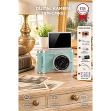 Torima Mini Dijital Retro Kamera 48MP 8x Zoom Flip Ekranlı Selfie Video Vlog Kamerası CMR51 Mavi