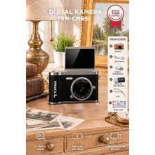 Torima Mini Dijital Retro Kamera 48MP 8x Zoom Flip Ekranlı Selfie Video Vlog Kamerası CMR51 Siyah