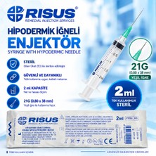 Risus  2 ml Yeşil Enjektör 21G x 1 (0,80 x 38 mm) 350 Adet