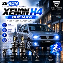 OtoÇizgi Dacia Sandero Xenon H4 Buz Mavi LED Far Ampulü 12V 2 Adet Yüksek Aydınlatma Kolay Montaj