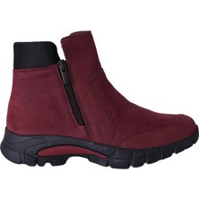Natursoft Kadın Nubuk Yandan Fermuarlı Dolgu Tabanlı Kışlık Postal Bot Ayakkabı Bordo