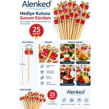 Alenked 25’li Hediye Kutusu Figürlü Bambu Sunum Kürdanı 12 cm – Kokteyl, Pasta ve Parti Sunum Çubuğu