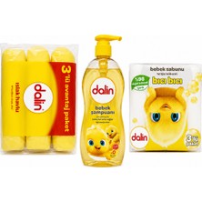 Dalin Bebek Temizlik ve Banyo Seti - 700 ml Şampuan + 3 Adet Islak Mendil + 3 Adet Bebek Sabunu Fırsat Paketi