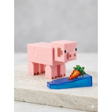 Minecraft Pig (Domuz) 3D Figür - Hareketli Eklemli ve Pikselli Pembe Hayvan Figürü