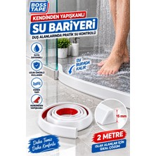 Ellante Kendinden Yapışkanlı Su Bariyeri Beyaz 2 Metre 15 mm Esnek Duşakabin Su Tutucu Bant Su Bariyeri