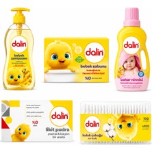 Dalin Yenidoğan Bebek Bakım ve Çamaşır Seti - 1200 ml Yumuşatıcı + 700 ml Şampuan + Likit Pudra + Sabun + Kulak Çubuğu 100'LÜ
