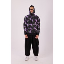 Super Blue Mexico Erkek Mor Şimşek Desenli Sweatshırt