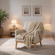 Maxstyle Çizgili Vizon Çift Kişilik Polar Battaniye Mocha 200X220 cm