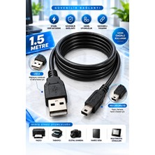 Usb-A Erkek To Mini USB 5 Pin Kablo – 1.5 Metre Veri Aktarım ve Cihaz Bağlantı Kablosu